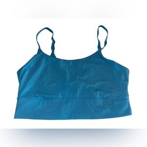 Blue Strappy Crop Top Sports Bra